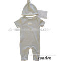 baby cotton knitted romper with bonnet